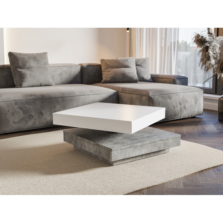 TIMO dohányzóasztal, fehér/szürke beton