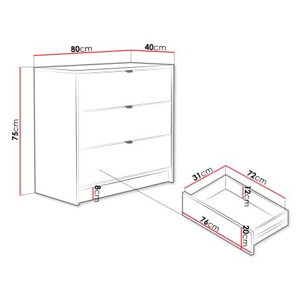 TIRENO komód 80x75 cm bézs