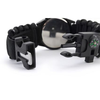 Többfunkciós óra iránytűvel és hőmérővel, fekete