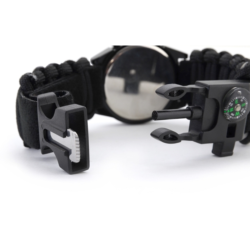 Többfunkciós óra iránytűvel és hőmérővel, fekete