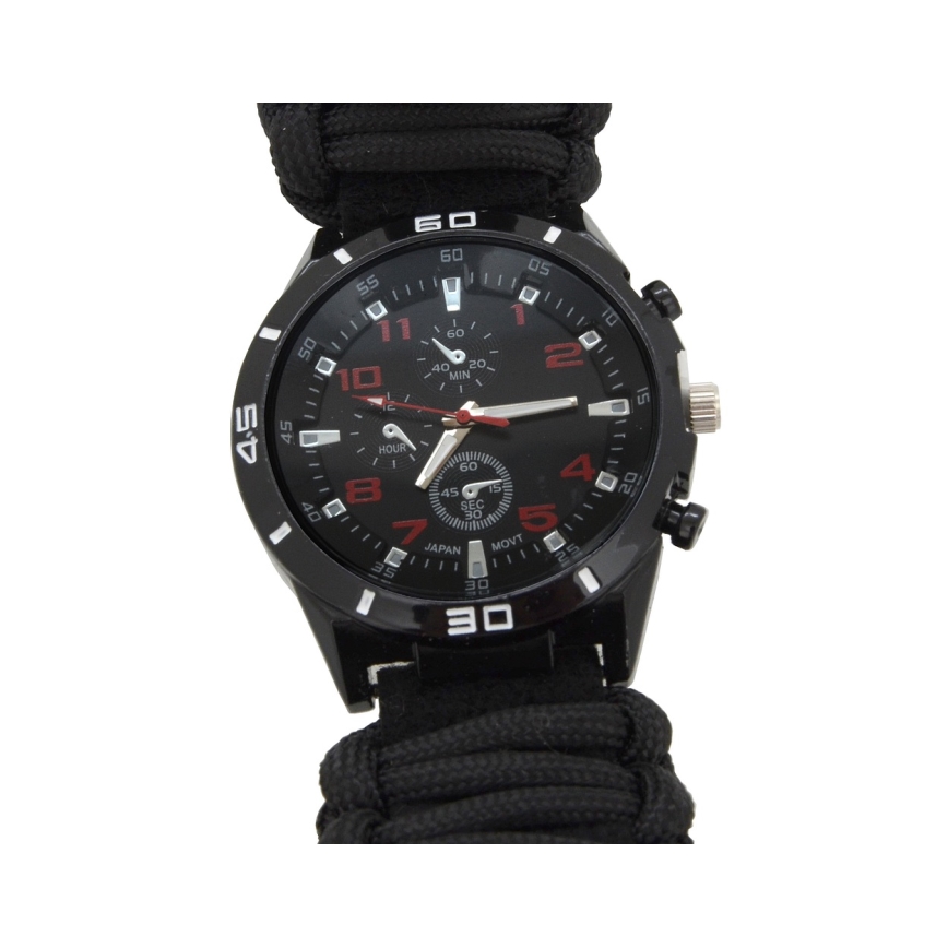 Többfunkciós óra iránytűvel és hőmérővel, fekete