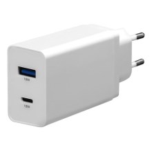 Töltő adapter USB-C Power Delivery + USB-A 18W/230V