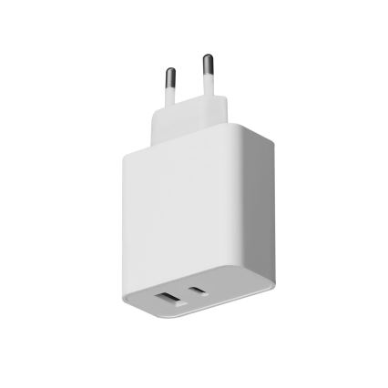 Töltő adapter USB-C Power Delivery + USB-A 45W/230V fehér