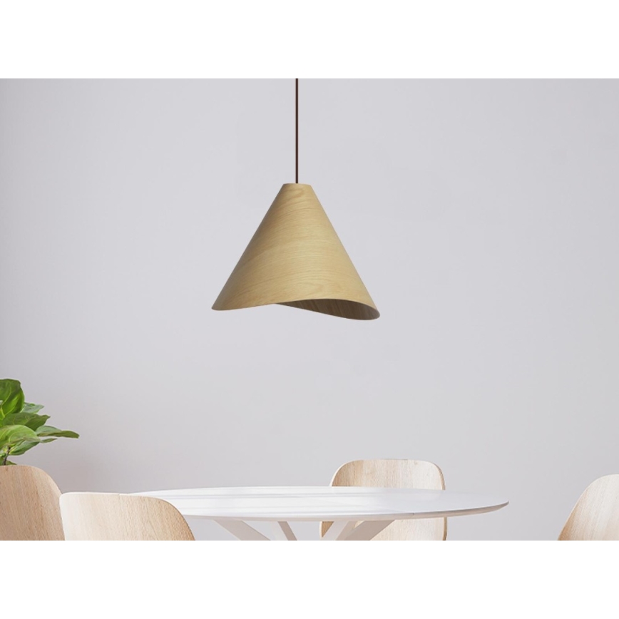 Tömörfa csillár zsinóron, 1xE27/60W/230V, Ø 33 cm, tömör tölgy/kaucsukfa