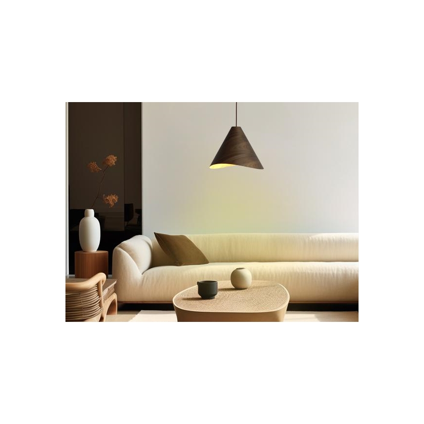 Tömörfa függeszték zsinóron 1xE27/60W/230V átm. 33 cm dió/kaucsukfa