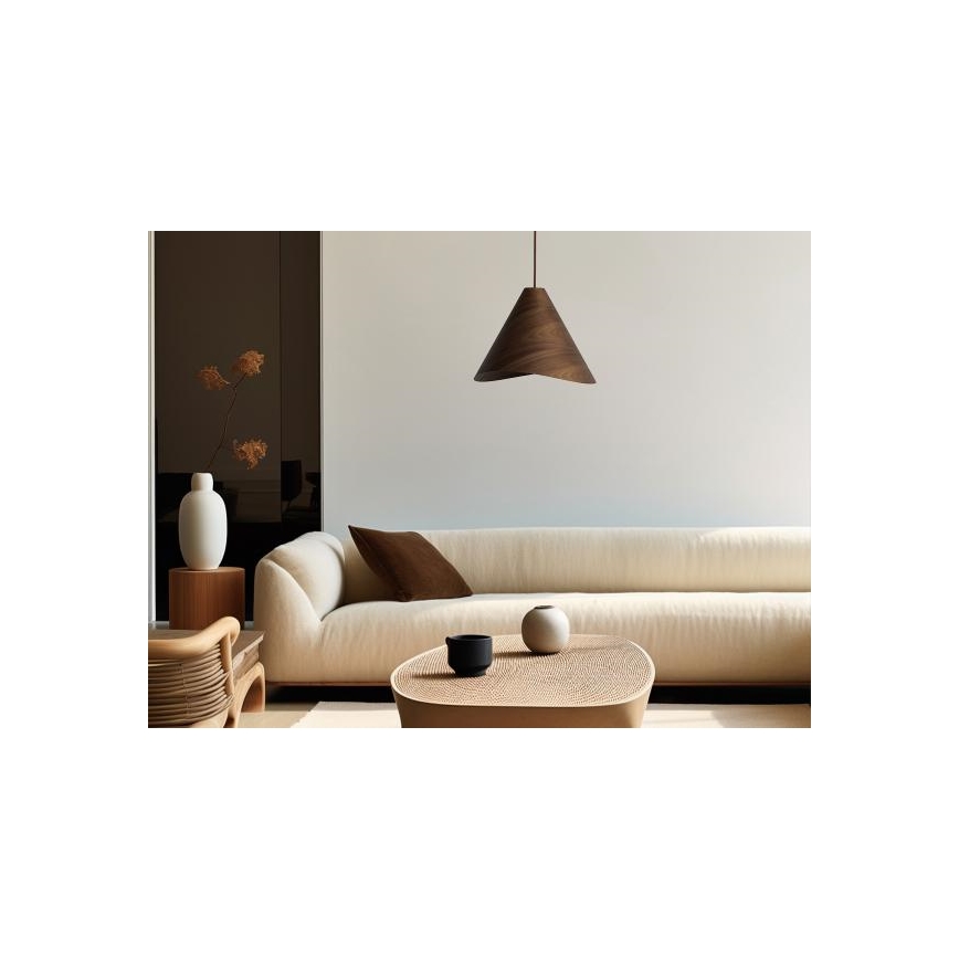 Tömörfa függeszték zsinóron 1xE27/60W/230V átm. 33 cm dió/kaucsukfa