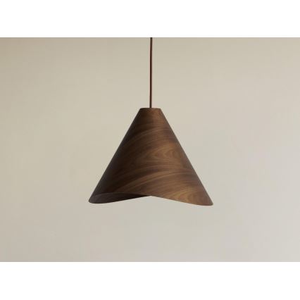 Tömörfa függeszték zsinóron 1xE27/60W/230V átm. 33 cm dió/kaucsukfa