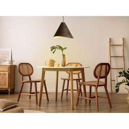 Tömörfa függőlámpa kábelen 1xE27/60W/230V, átmérő 45 cm, tömör diófa/kaucsukfa