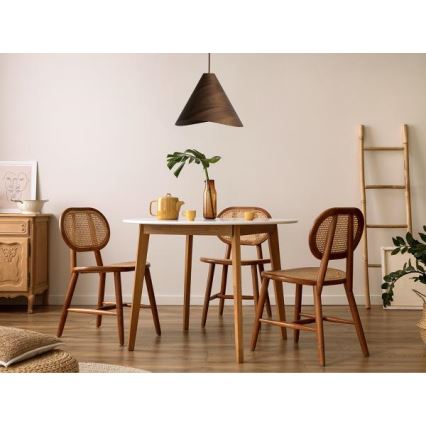 Tömörfa függőlámpa kábelen 1xE27/60W/230V, átmérő 45 cm, tömör diófa/kaucsukfa