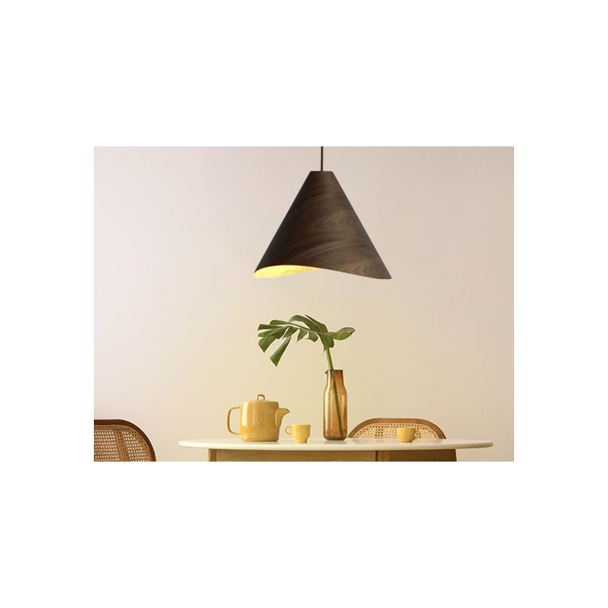 Tömörfa függőlámpa kábelen 1xE27/60W/230V, átmérő 45 cm, tömör diófa/kaucsukfa