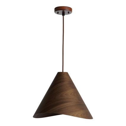 Tömörfa függőlámpa kábelen 1xE27/60W/230V, átmérő 45 cm, tömör diófa/kaucsukfa