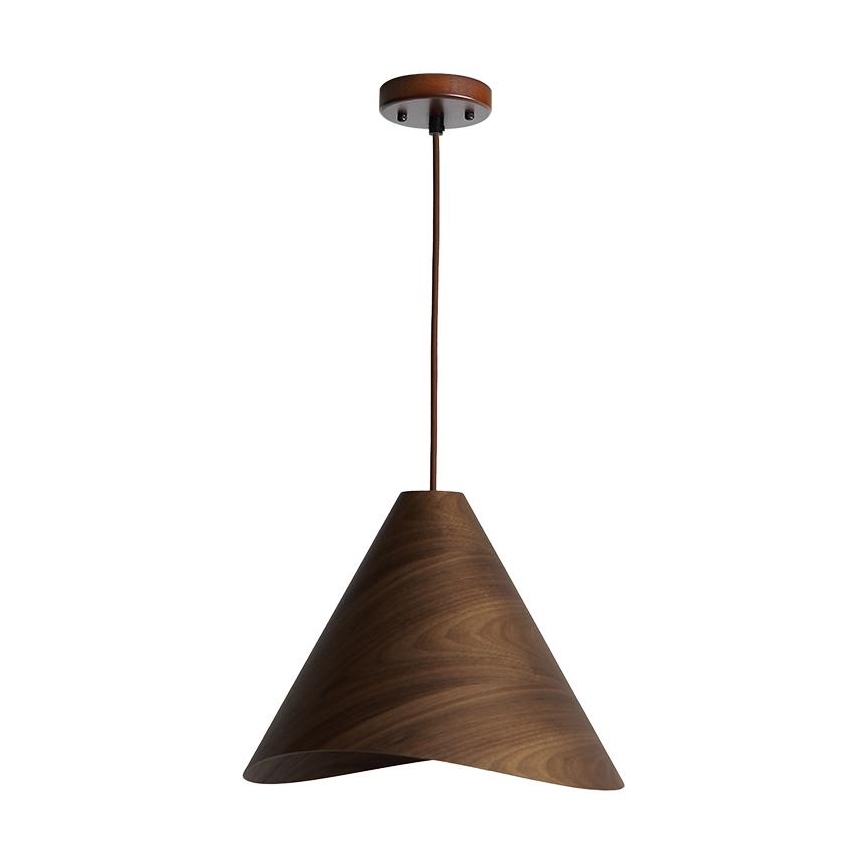 Tömörfa függőlámpa kábelen 1xE27/60W/230V, átmérő 45 cm, tömör diófa/kaucsukfa