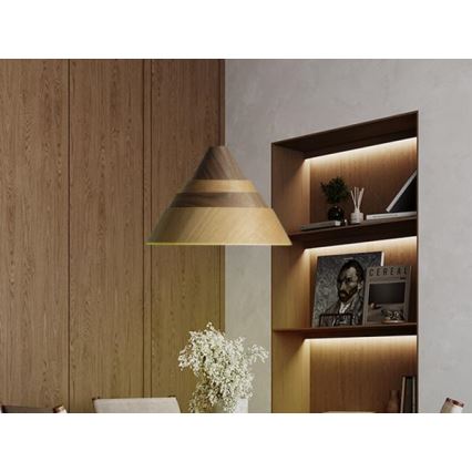 Tömörfa függőlámpa kábellel 1xE27/60W/230V, Ø 33 cm, tölgy / dió / kaucsukfa