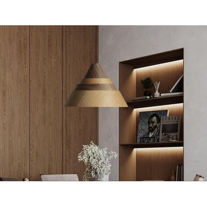 Tömörfa függőlámpa kábellel 1xE27/60W/230V, Ø 33 cm, tölgy / dió / kaucsukfa