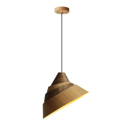 Tömörfa függőlámpa kábellel 1xE27/60W/230V, Ø 33 cm, tölgy / dió / kaucsukfa