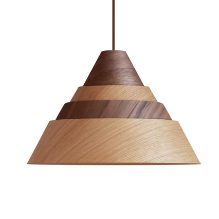Tömörfa függőlámpa kábellel 1xE27/60W/230V, Ø 33 cm, tölgy / dió / kaucsukfa