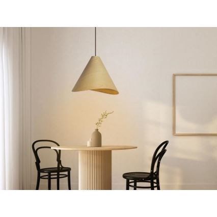 Tömörfa függőlámpa zsinóron, 1x E27/60W/230V, Ø 45 cm — tömör tölgy és kaucsukfa kivitel