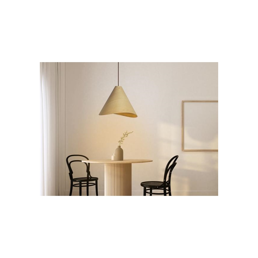 Tömörfa függőlámpa zsinóron, 1x E27/60W/230V, Ø 45 cm — tömör tölgy és kaucsukfa kivitel
