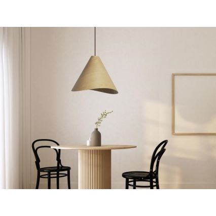 Tömörfa függőlámpa zsinóron, 1x E27/60W/230V, Ø 45 cm — tömör tölgy és kaucsukfa kivitel