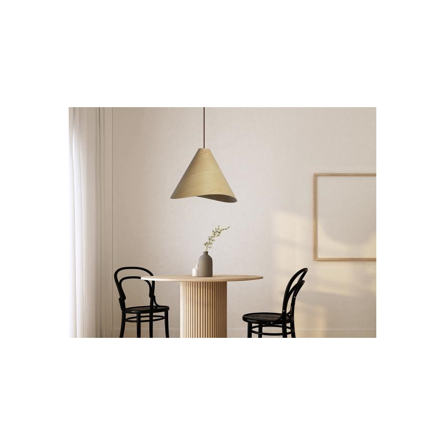 Tömörfa függőlámpa zsinóron, 1x E27/60W/230V, Ø 45 cm — tömör tölgy és kaucsukfa kivitel
