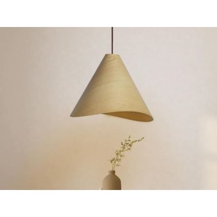 Tömörfa függőlámpa zsinóron, 1x E27/60W/230V, Ø 45 cm — tömör tölgy és kaucsukfa kivitel