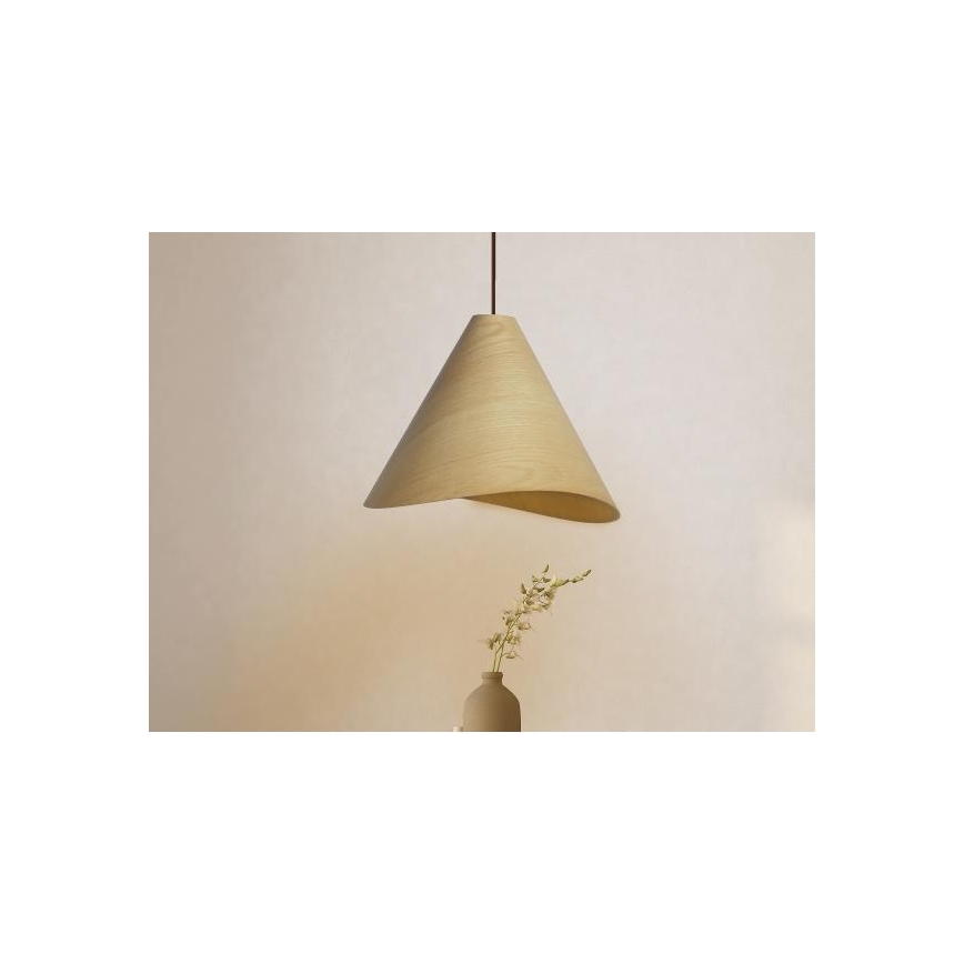 Tömörfa függőlámpa zsinóron, 1x E27/60W/230V, Ø 45 cm — tömör tölgy és kaucsukfa kivitel