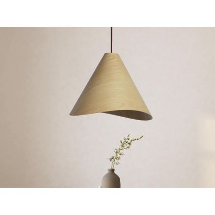 Tömörfa függőlámpa zsinóron, 1x E27/60W/230V, Ø 45 cm — tömör tölgy és kaucsukfa kivitel