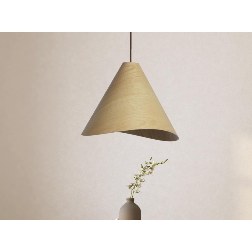 Tömörfa függőlámpa zsinóron, 1x E27/60W/230V, Ø 45 cm — tömör tölgy és kaucsukfa kivitel