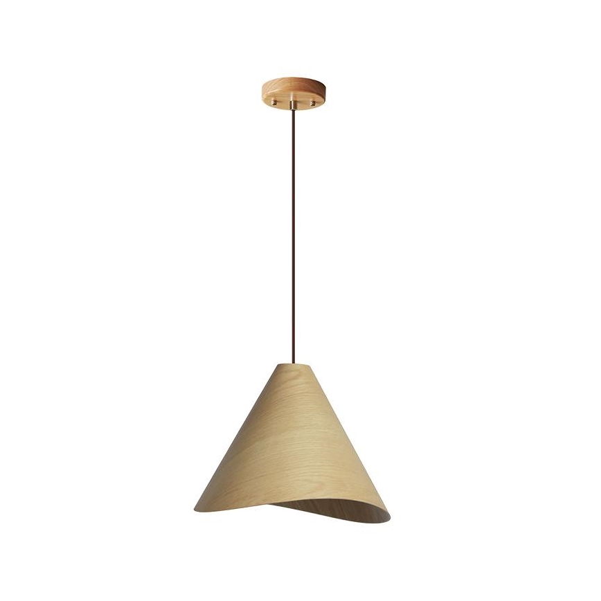 Tömörfa függőlámpa zsinóron, 1x E27/60W/230V, Ø 45 cm — tömör tölgy és kaucsukfa kivitel