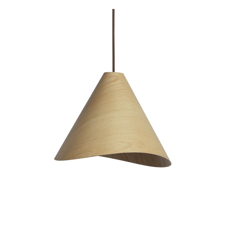 Tömörfa függőlámpa zsinóron, 1x E27/60W/230V, Ø 45 cm — tömör tölgy és kaucsukfa kivitel