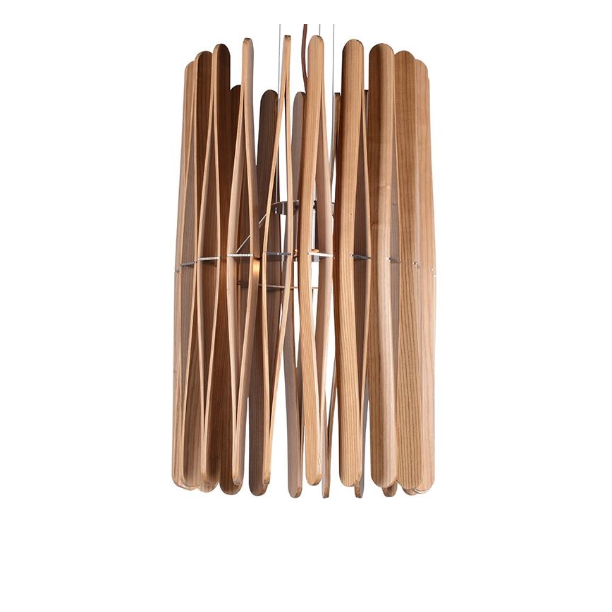 Tömörfa függőlámpa zsinóron 1xE27/60W/230V, átmérő 38 cm, tömörfa/kőris/kaucsukfa