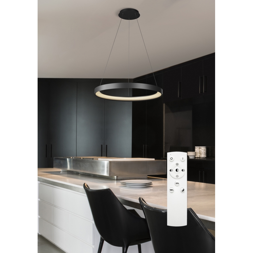 Top Light - LED Dimmelhető csillár zsinóron ORBIT LED/40W/230V 3000-6500K átm. 50 cm fekete + távirányítás