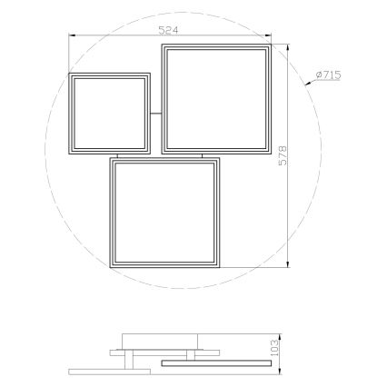 Top Light - LED Dimmelhető felületre szerelhető csillár MERKUR LED/50W/230V 3000-6500K fekete + távirányítás