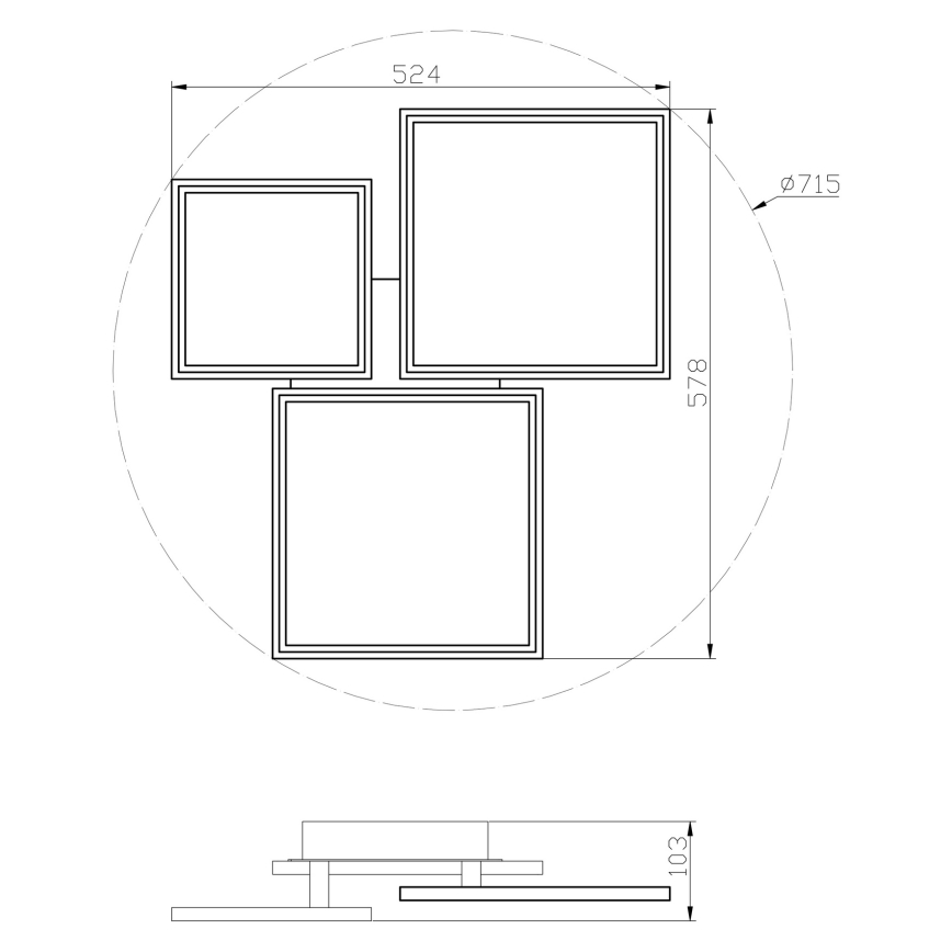 Top Light - LED Dimmelhető felületre szerelhető csillár MERKUR LED/50W/230V 3000-6500K fekete + távirányítás