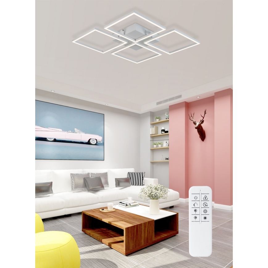 Top Light - LED Dimmelhető felületre szerelhető csillár RIVIERA 4xLED/16,25W/230V szögletes fehér + távirányítás