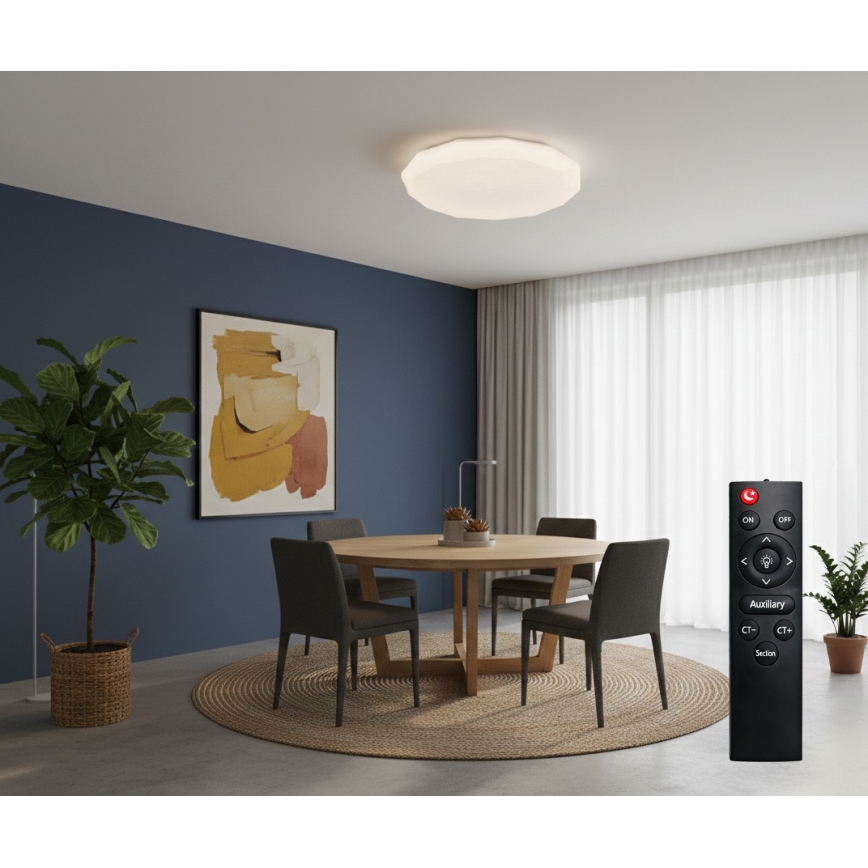 Top Light - LED Fényerőszabályozható fürdőszobai mennyezeti lámpa SPARKLE LED/60W/230V 3000-6500K IP44 átm. 49 cm fehér + távirányító