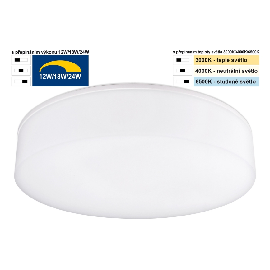 Top Light - LED dimmelhető fürdőszobai lámpa BOXTER LED/12/18/24W/230V IP54 3000/4000/6500K átm. 28 cm