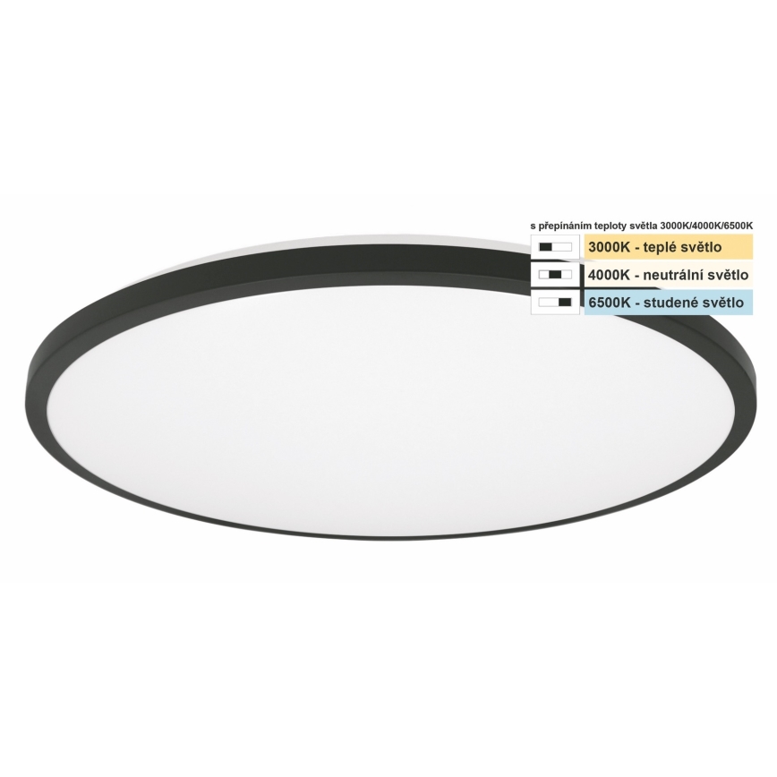 Top Light - LED Fürdőszobai mennyezeti lámpa ONYX LED/18W/230V IP44 3000/4000/6500K átm. 34 cm fekete