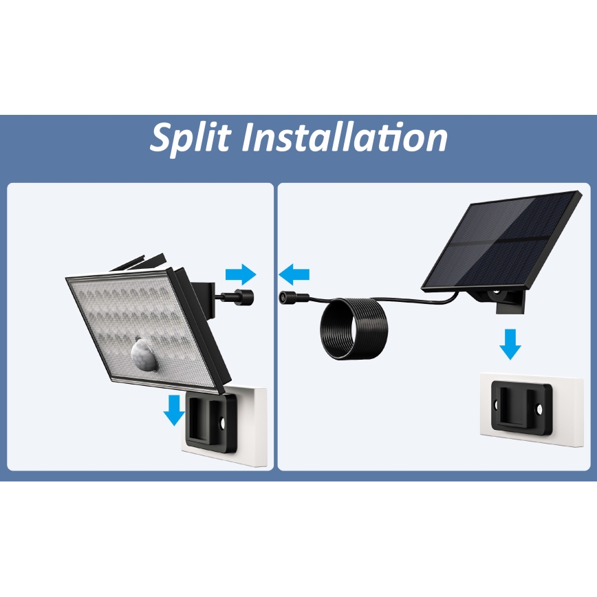 Top Light - LED Napelemes fali reflektor érzékelővel HELEON VARIO LED/8W/3,7V IP65 4000K 2200 mAh + távirányítás