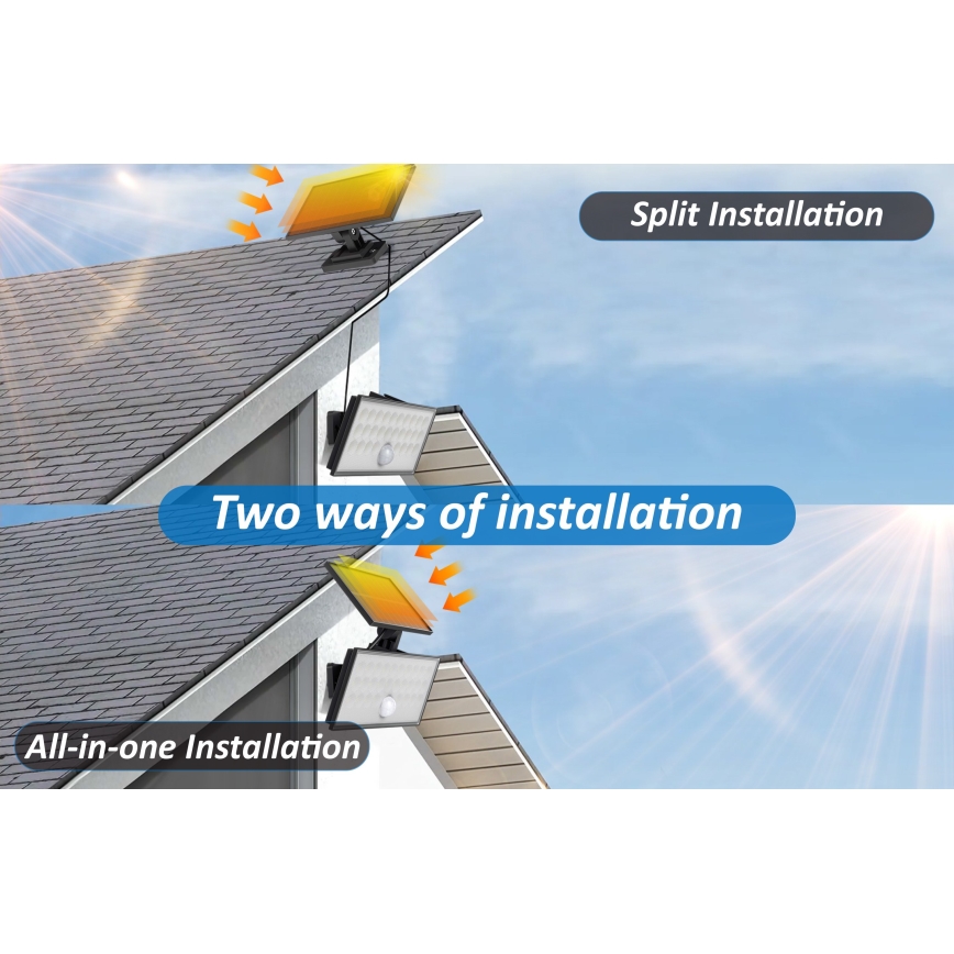 Top Light - LED Napelemes fali reflektor érzékelővel HELEON VARIO LED/8W/3,7V IP65 4000K 2200 mAh + távirányítás