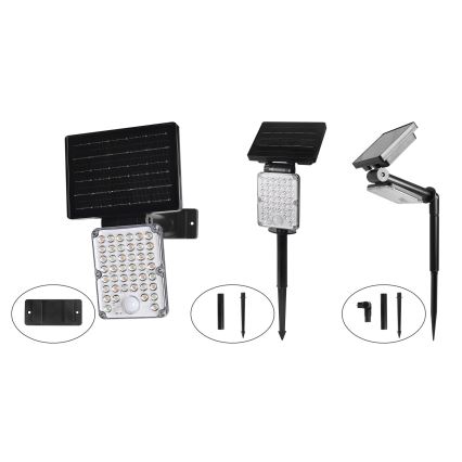 Top Light - LED napelemes lámpa érzékelővel 3 az 1-ben ZENITH LED/10W/3,7V 3000/4000/6500K IP54 2400 mAh