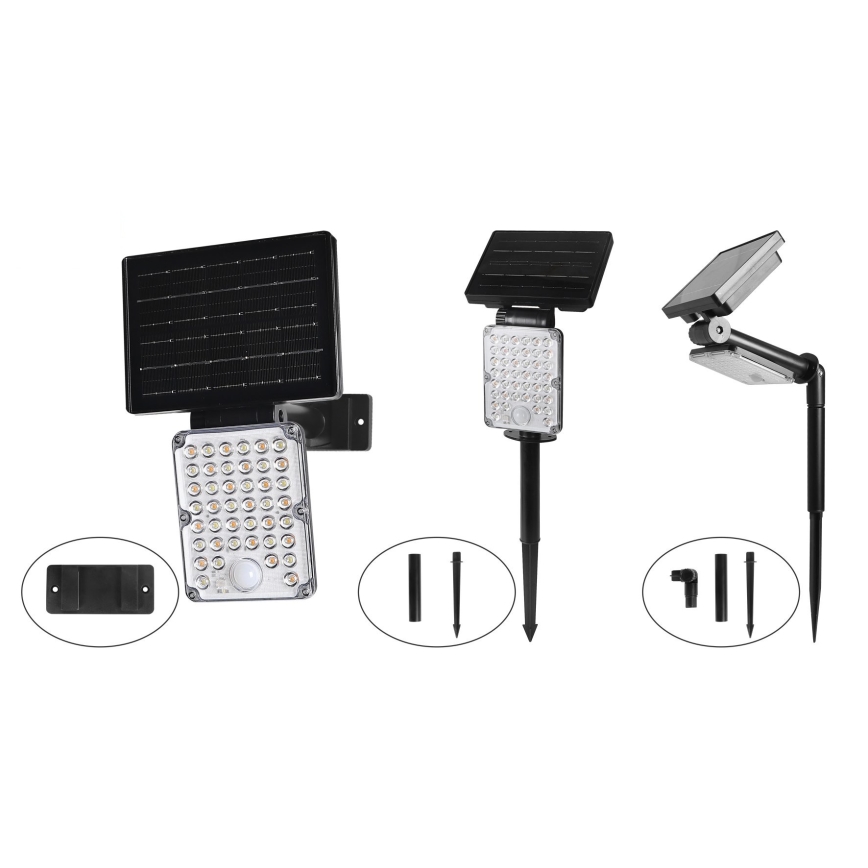 Top Light - LED napelemes lámpa érzékelővel 3 az 1-ben ZENITH LED/10W/3,7V 3000/4000/6500K IP54 2400 mAh