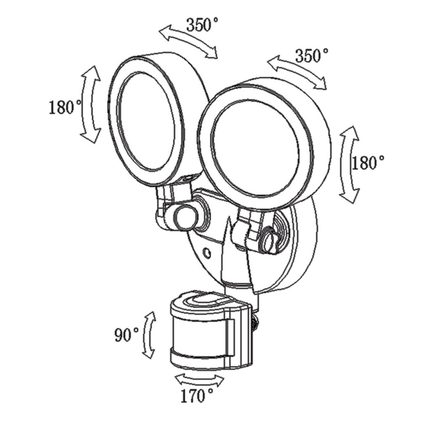 Top Light Tarraco C PIR - LED Reflektor érzékelővel TARRACO 2xLED/20W/230V IP65
