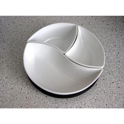 TORO 3 darabos kerámia/fa tálkaszett tálcával