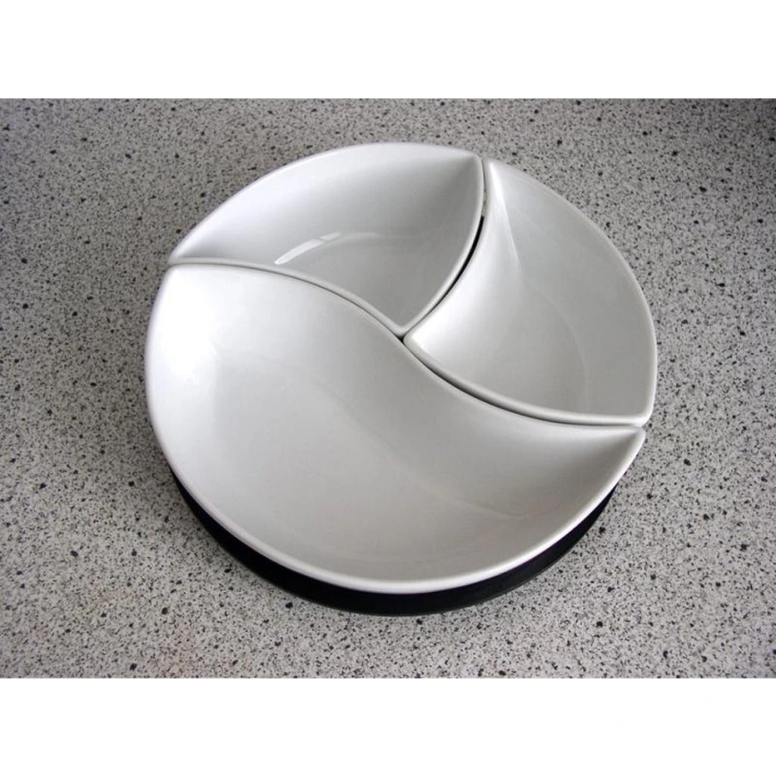 TORO 3 darabos kerámia/fa tálkaszett tálcával