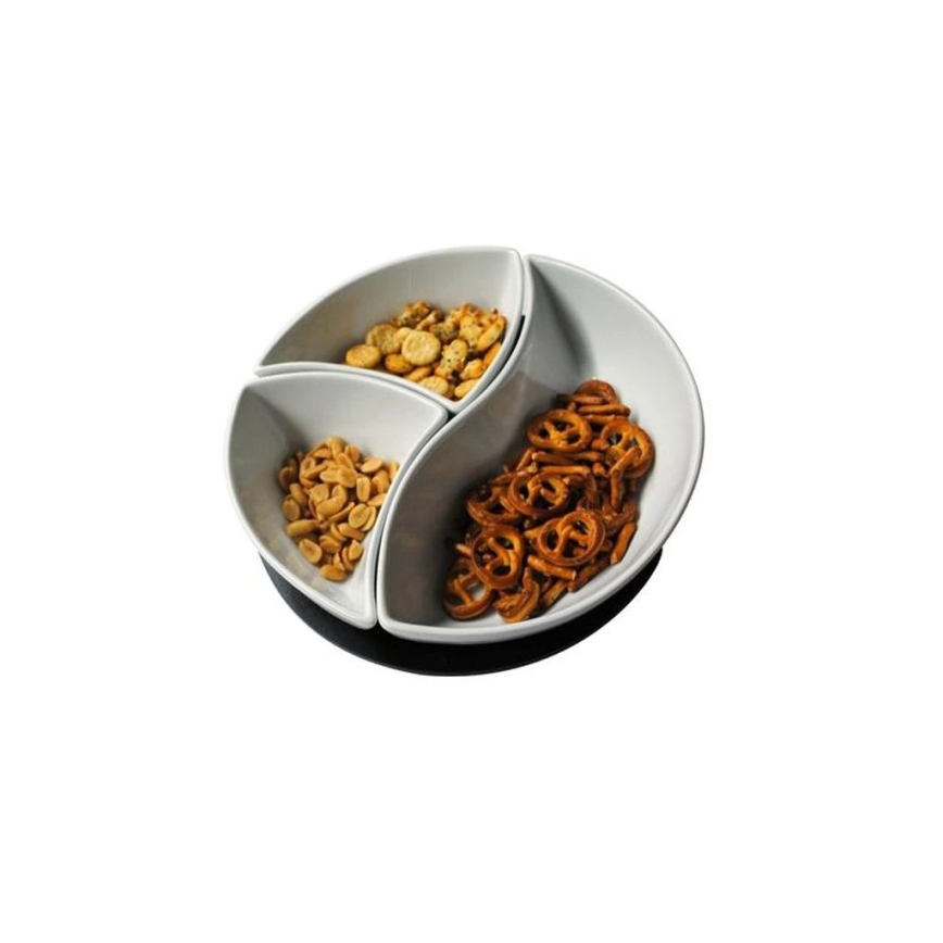 TORO 3 darabos kerámia/fa tálkaszett tálcával