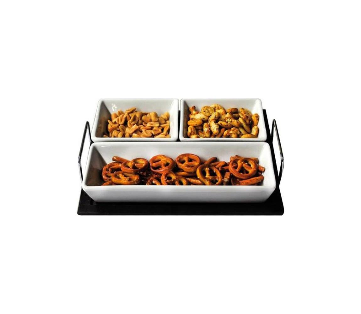 UTC TORO 3 részes tálkakészlet tálcával, kerámia és fa 590052