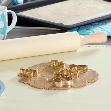 TORO 43 cm-es szilikonbevonatú fa henger, krémszínű