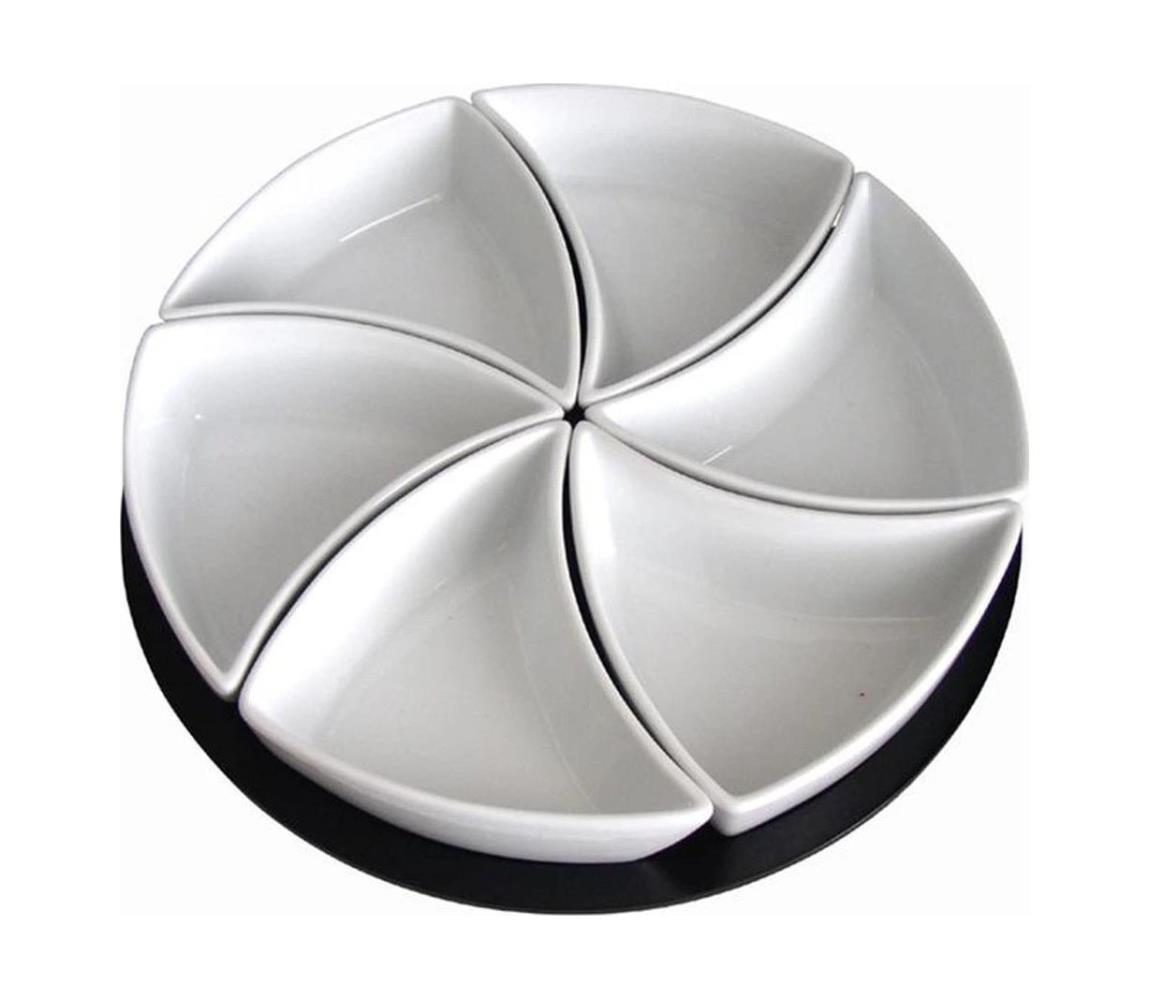 UTC TORO 6 darabos kerámia tálkészlet fa tálcával 590051