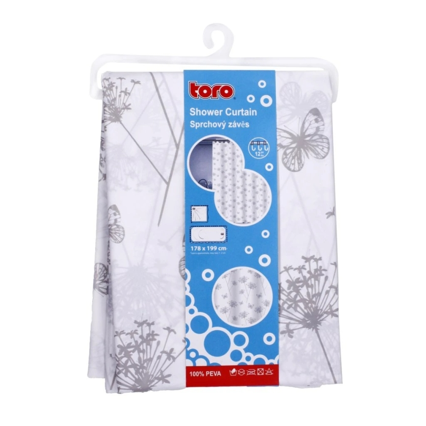 TORO PREMIUM zuhanyfüggöny 178x199 cm virágmintás